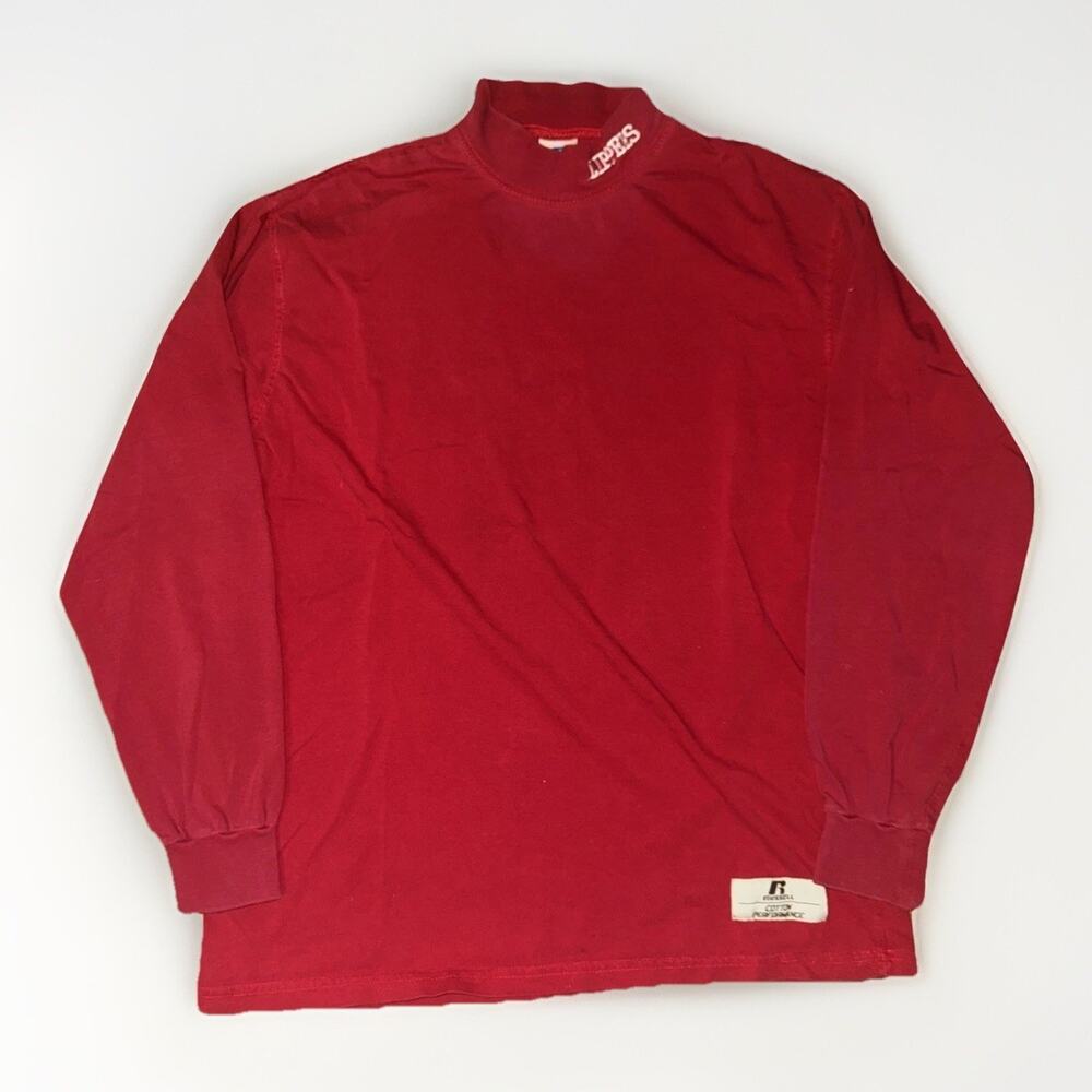 Vintage Russell Athletic Los Angeles Clippers Mock Neck Long Sleeve M Red 21x26